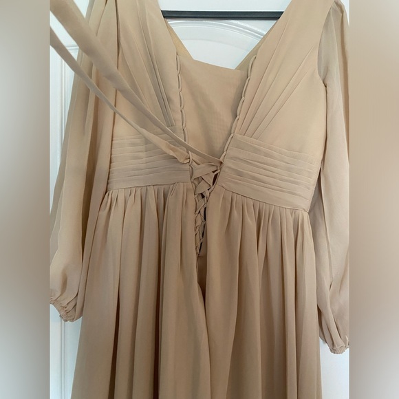 Long sleeve tan maxi formal dress - Picture 5 of 5